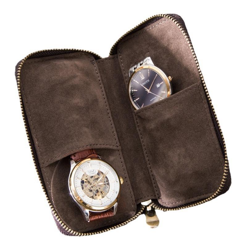 Vintage Handmade Leather Watch Storage Bag - Coffe / Free | Valtieri